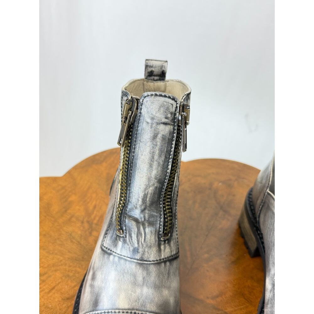 NIB Casta Morna Charcoal Distressed Leather Boot Zippers & Grommets #0361 EU 37 - Picture 5 of 10